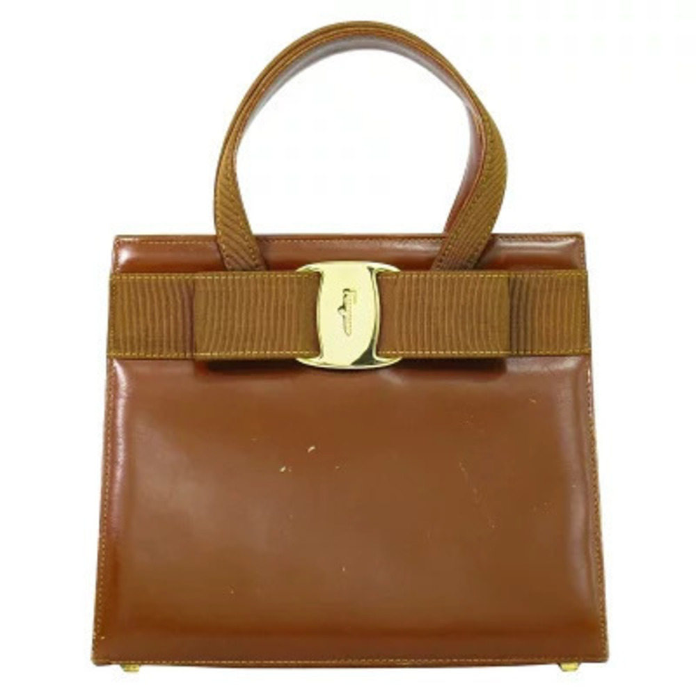 Salvatore Ferragamo Vara Ribbon Leather Shoulder Bag Brown